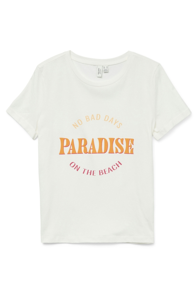 VMELLA S/S O-NECK T-SHIRT JRS BTQ G 10333613 SNOW WHITE/PARADISE